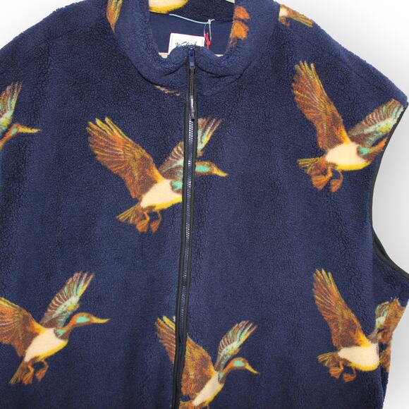NEW 4XL Tall Woolrich x Target Duck Print Fleece Vest Navy Full-Zip - Picture 10 of 14